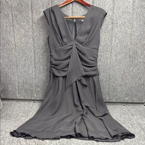 Bisou Bisou black Ruched V-Neck Midi Dress